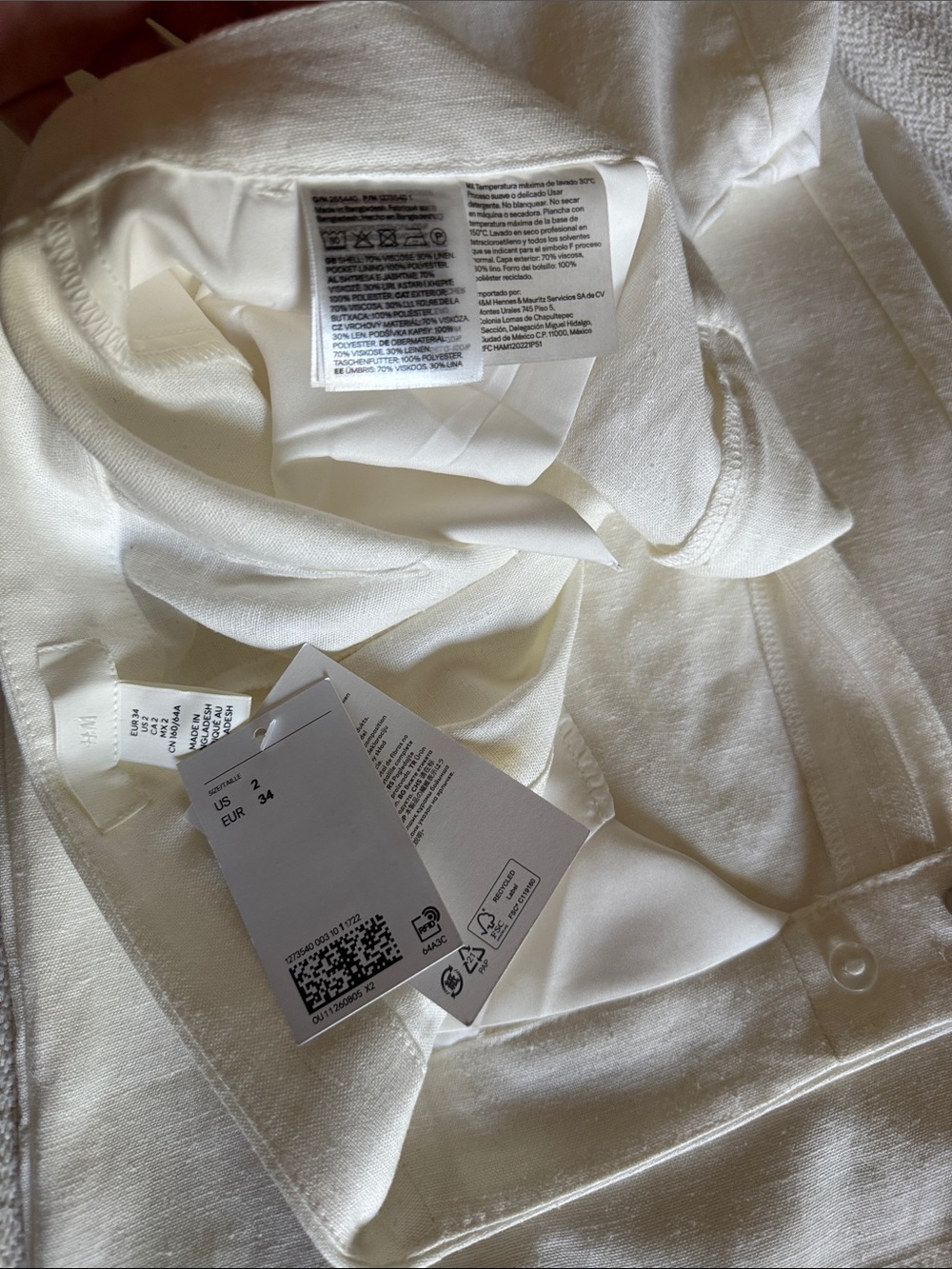 Cream H&M wide leg linen blend - Picture 2 of 6